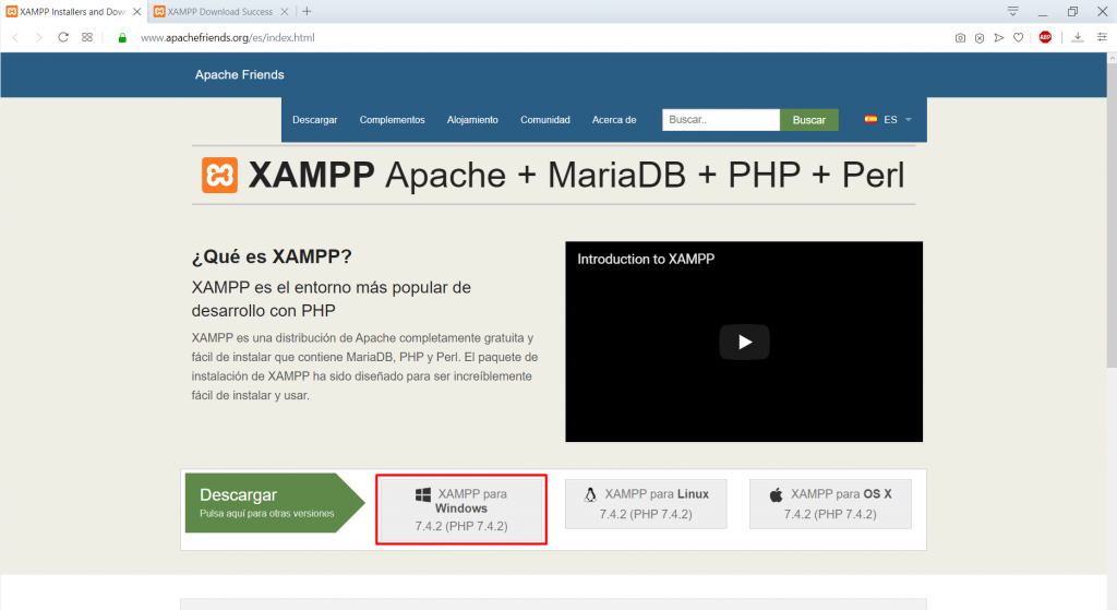 instalación de XAMPP