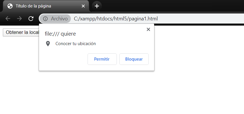 geolocation mensaje de aceptación chrome